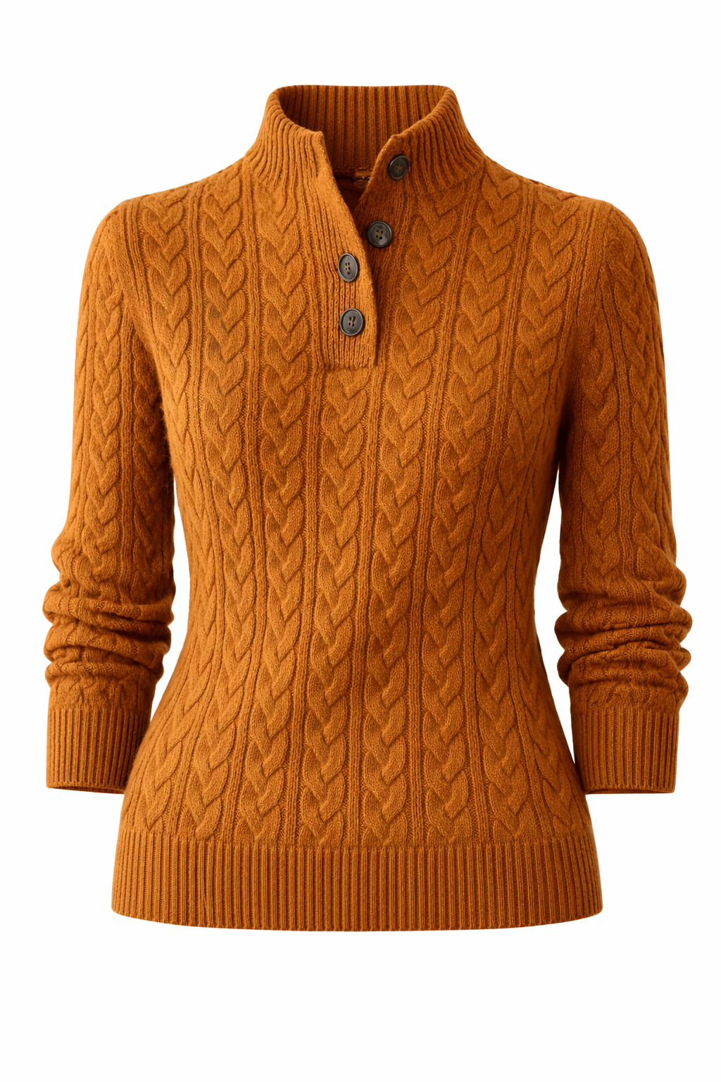 Women's Knitted Half Button Turtle Neck Sweater