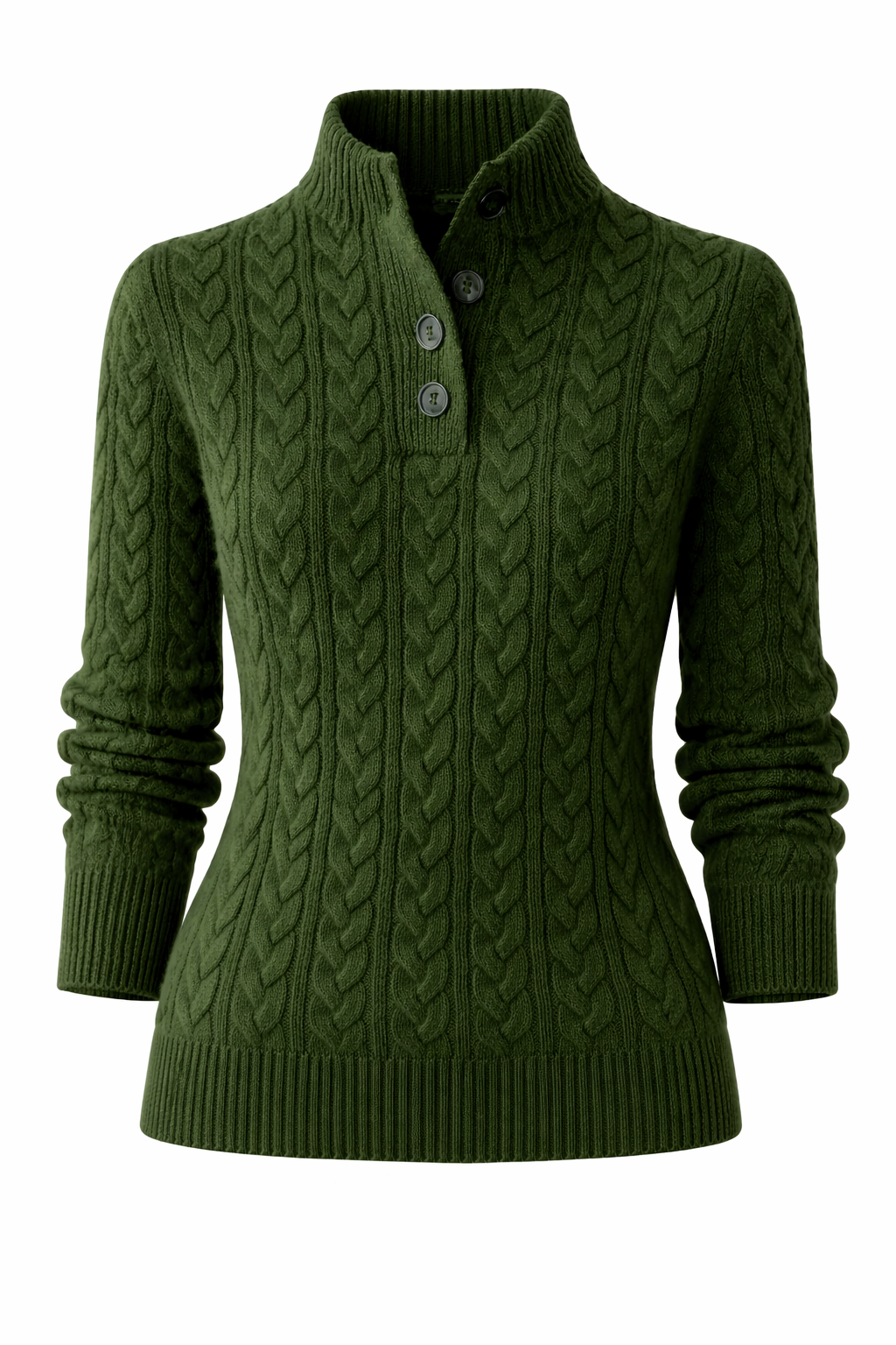 Women's Knitted Half Button Turtle Neck Sweater