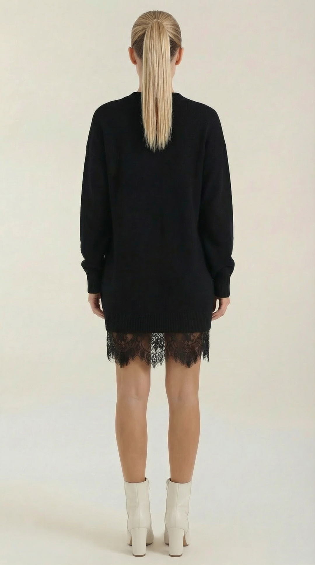 Women's Lace Hem Knit Mini Dress