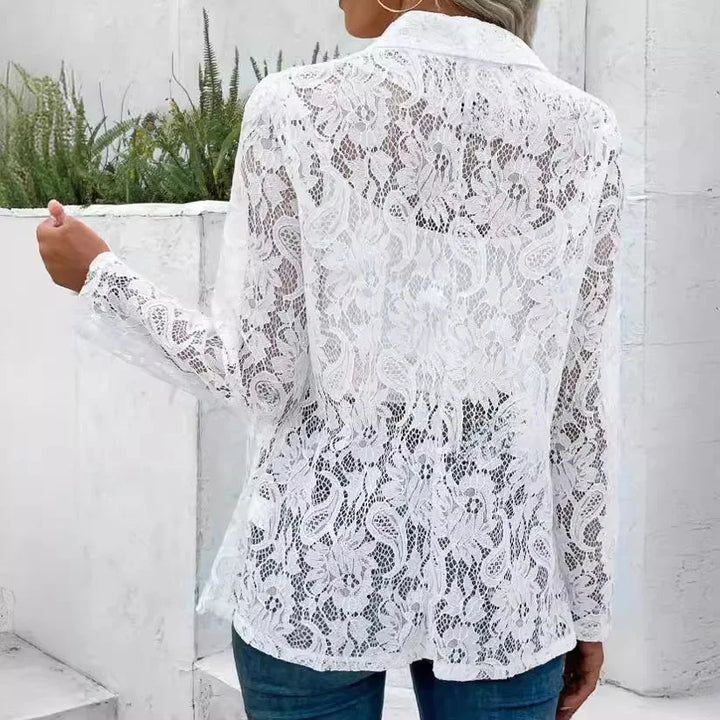 Women's Lace Open Front Notch Collar Blazer