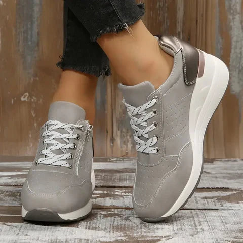 Women's Lace Up Trainers Low Top Thick Sole Panel