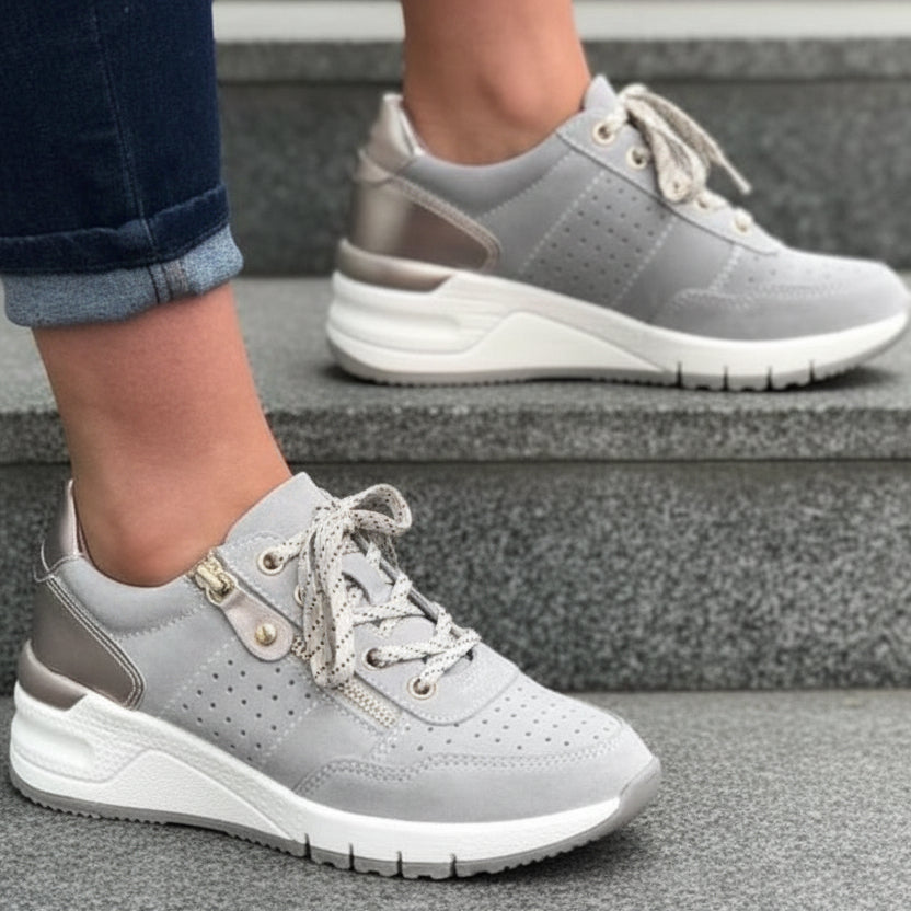 Women's Lace Up Trainers Low Top Thick Sole Panel