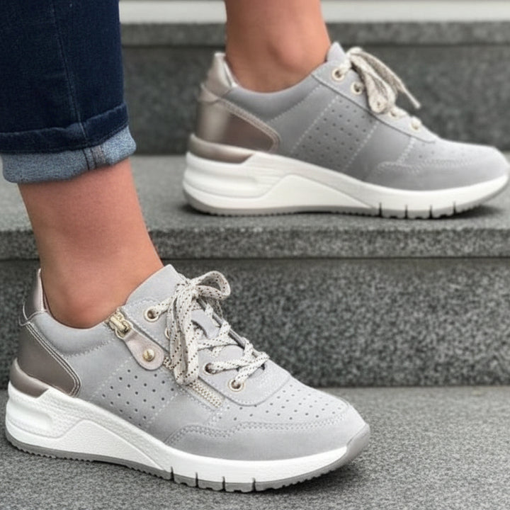 Women's Lace Up Trainers Low Top Thick Sole Panel