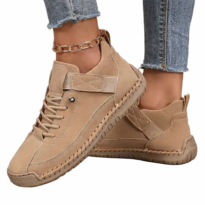 Women's Lace Up Trainers with Strap and Low Top Design