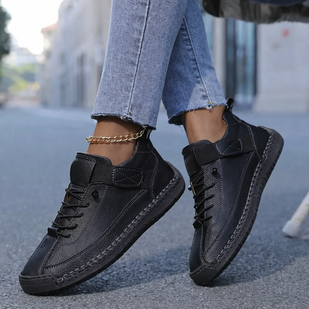 Women's Lace Up Trainers with Strap and Low Top Design