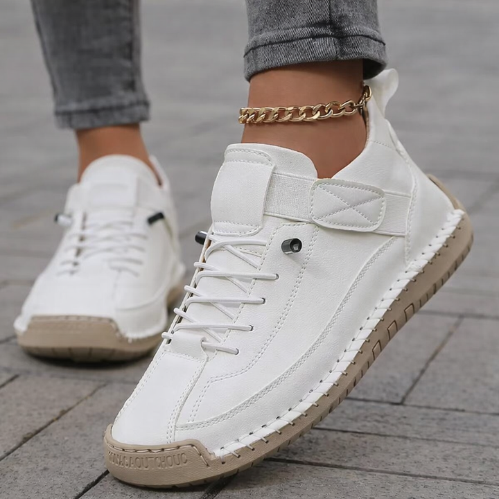 Women's Lace Up Trainers with Strap and Low Top Design