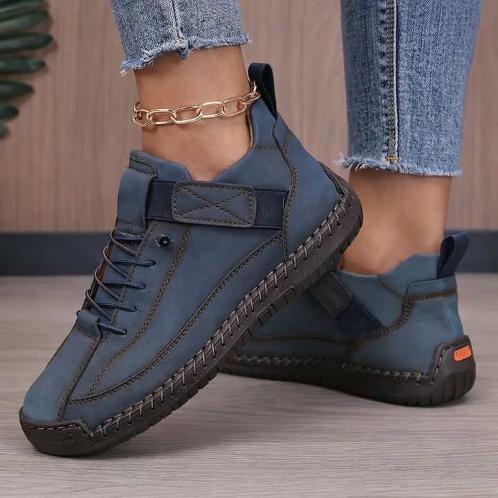 Women's Lace Up Trainers with Strap and Low Top Design
