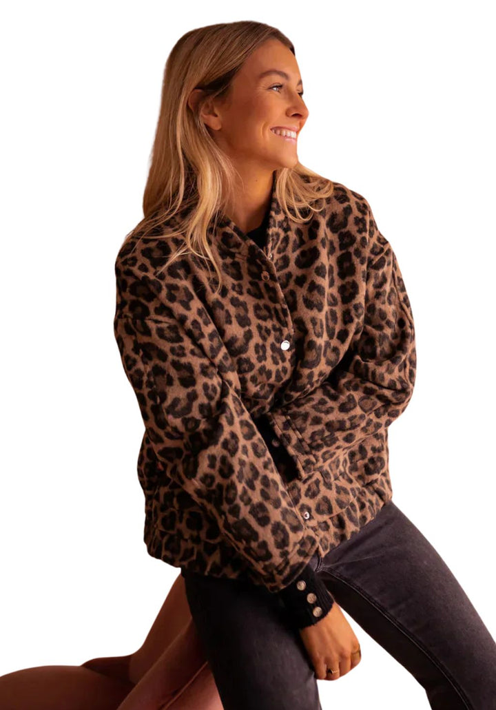 Women's Leopard Print Bomber Jacket