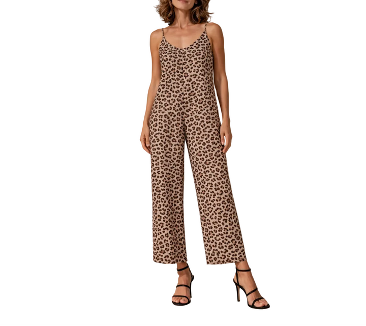 Women’s Leopard Print Sleeveless Wide Leg Jumpsuit