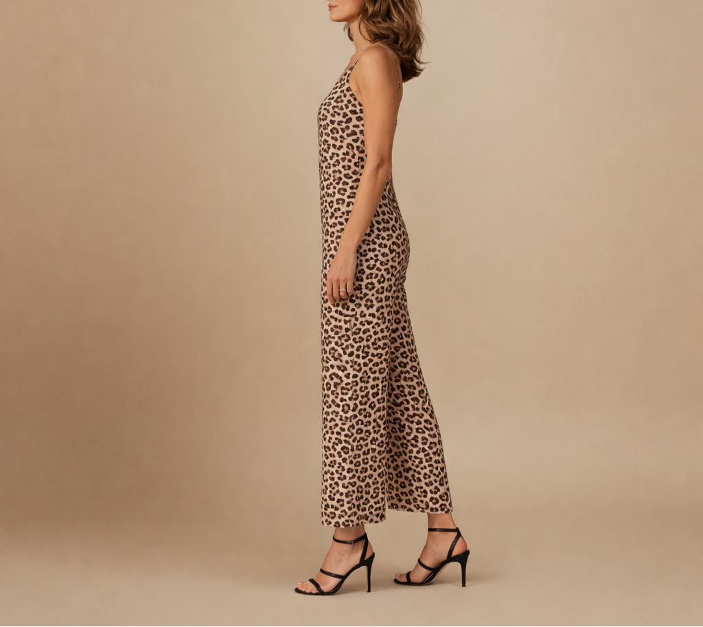 Women’s Leopard Print Sleeveless Wide Leg Jumpsuit