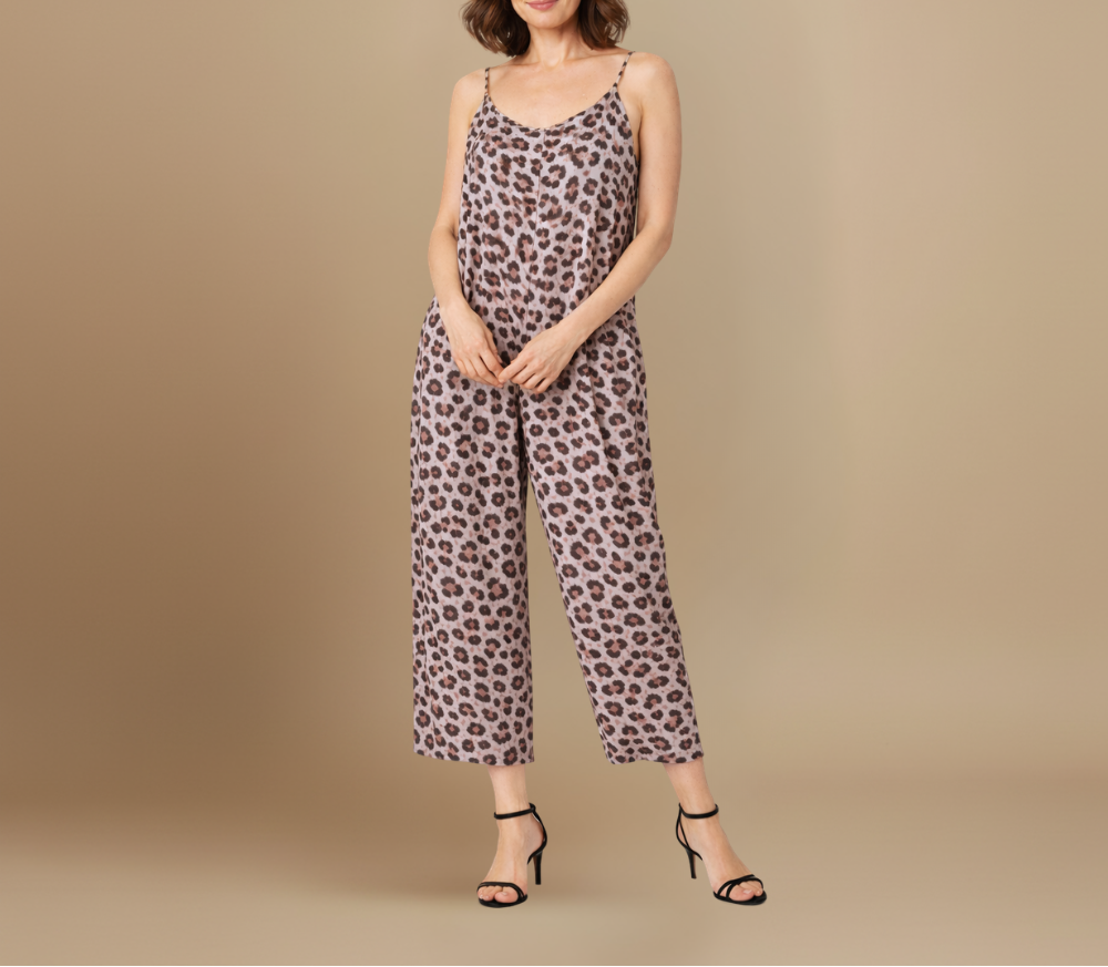 Women’s Leopard Print Sleeveless Wide Leg Jumpsuit