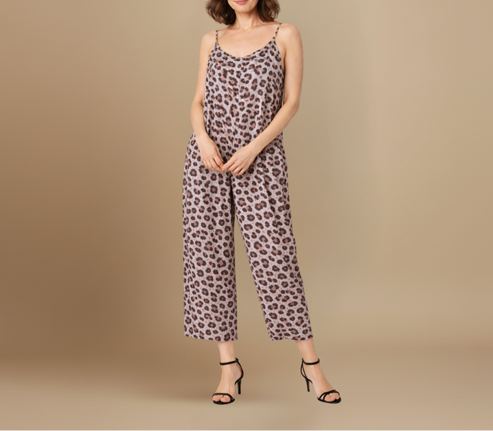 Women’s Leopard Print Sleeveless Wide Leg Jumpsuit