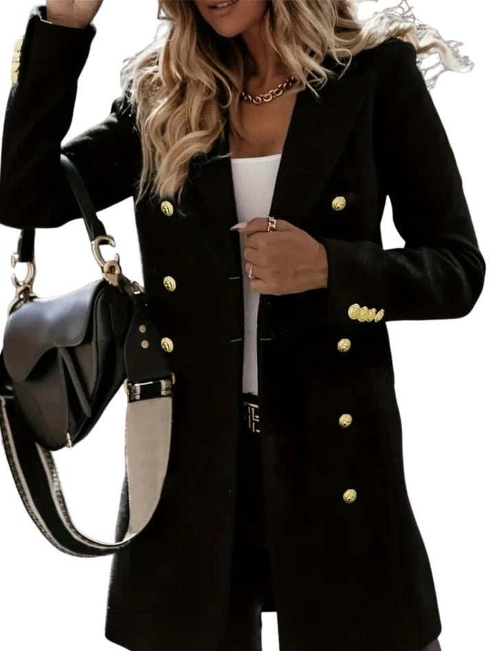 Women's Long Button Front Coat with Collar