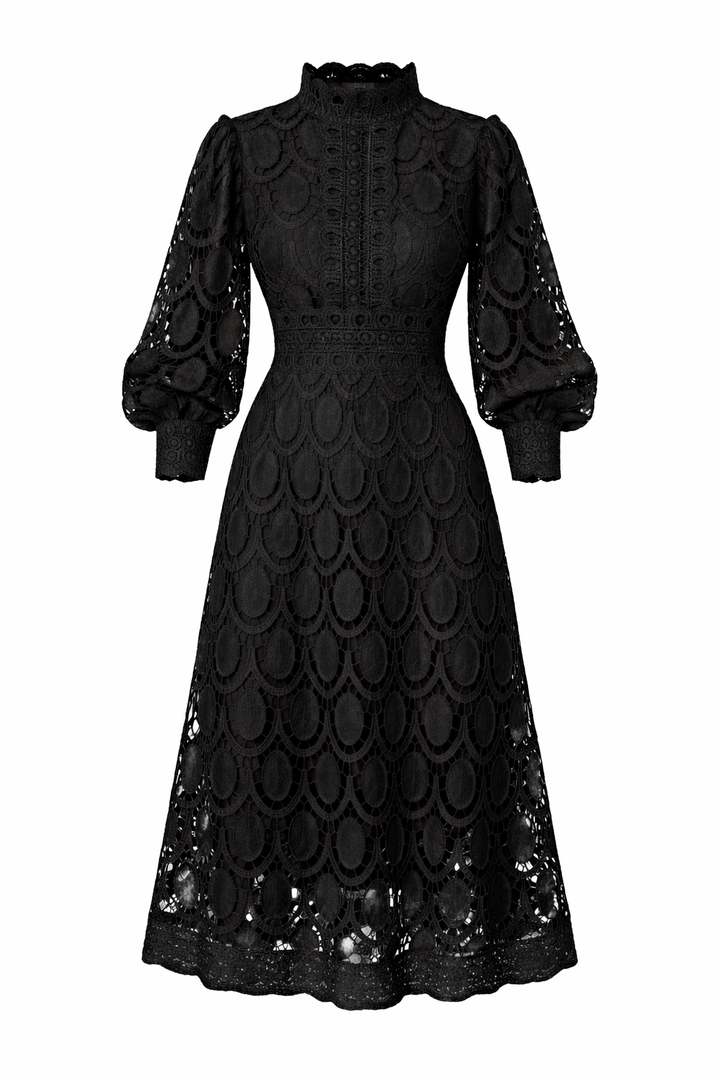 Women's Long Shaped Sleeve Lace Midi Dress