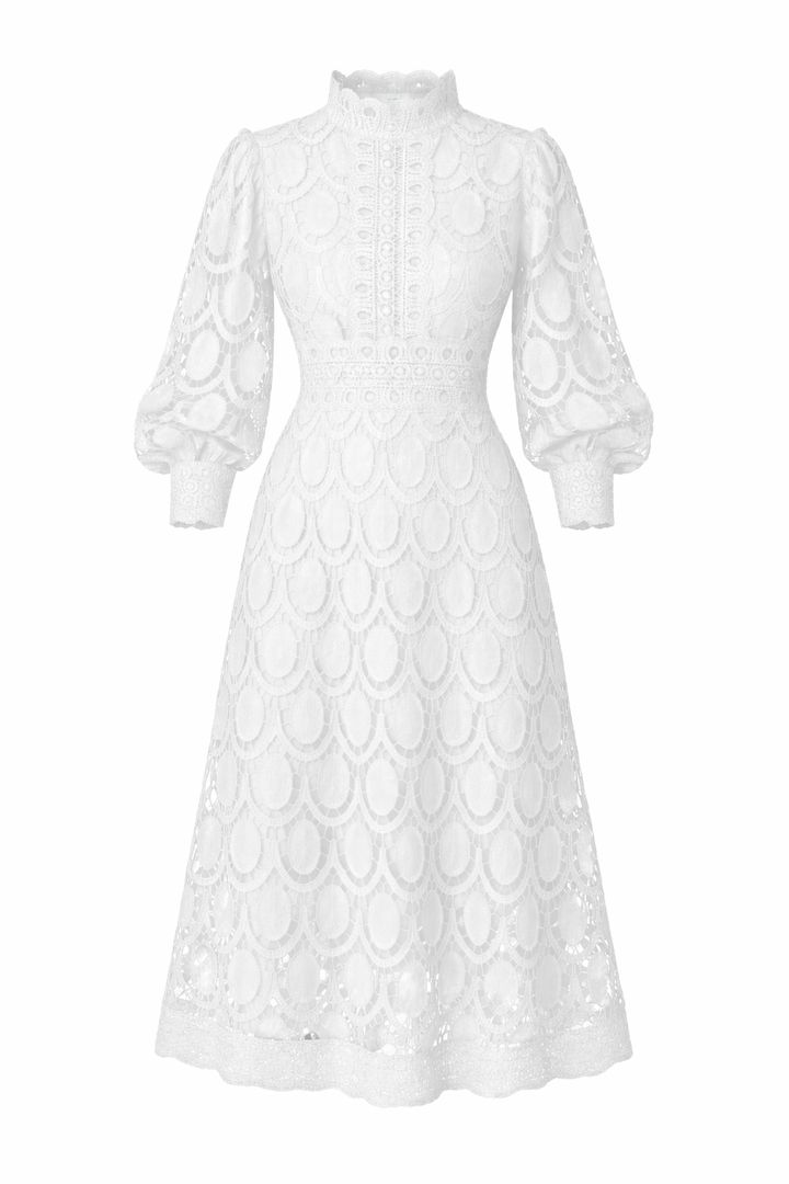 Women's Long Shaped Sleeve Lace Midi Dress