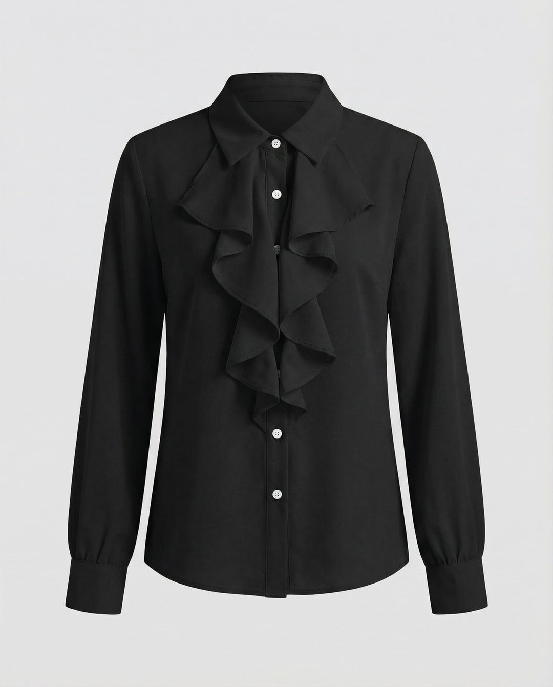 Women's Long Sleeve Blouse with Ruffle Front Detail