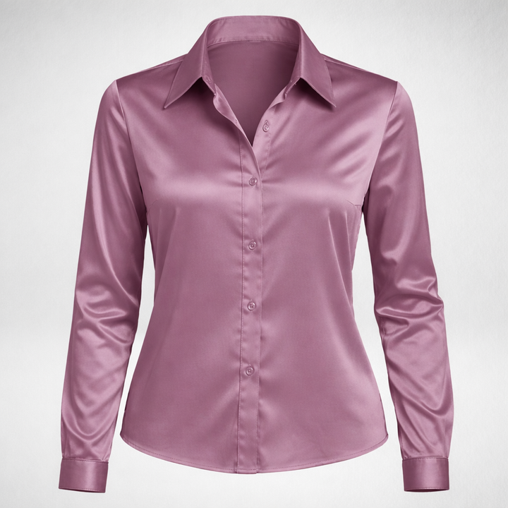 Women's Long Sleeve Button Front Shirt with Collar