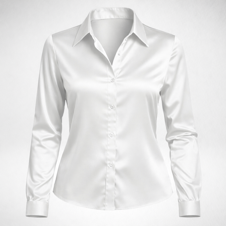 Women's Long Sleeve Button Front Shirt with Collar