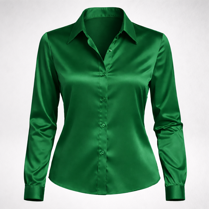 Women's Long Sleeve Button Front Shirt with Collar
