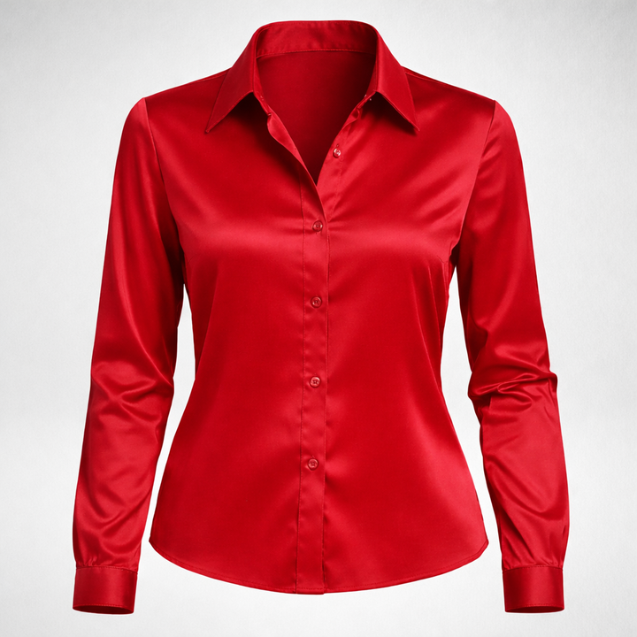Women's Long Sleeve Button Front Shirt with Collar