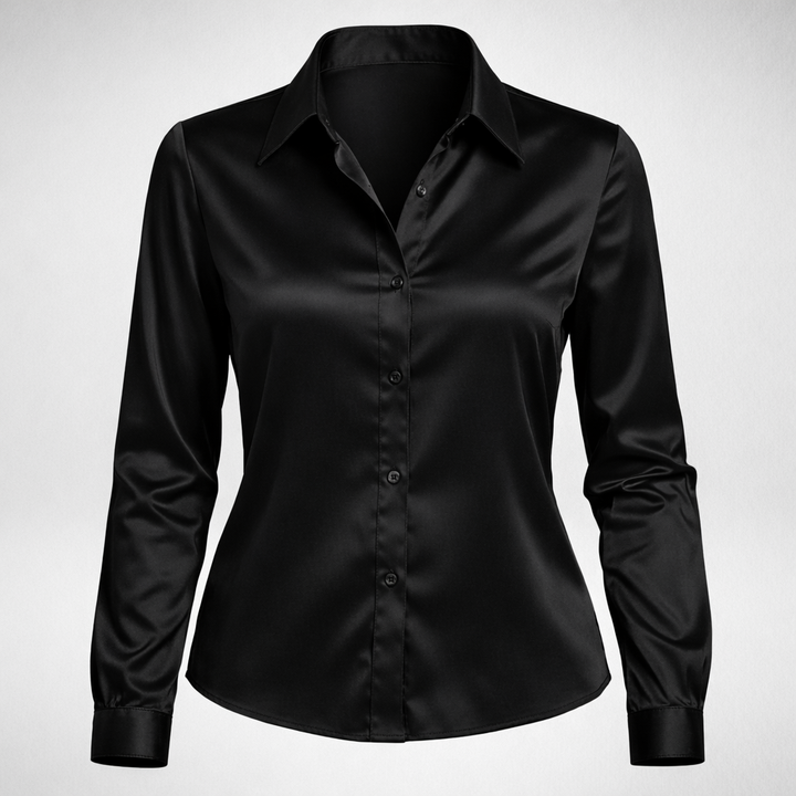 Women's Long Sleeve Button Front Shirt with Collar