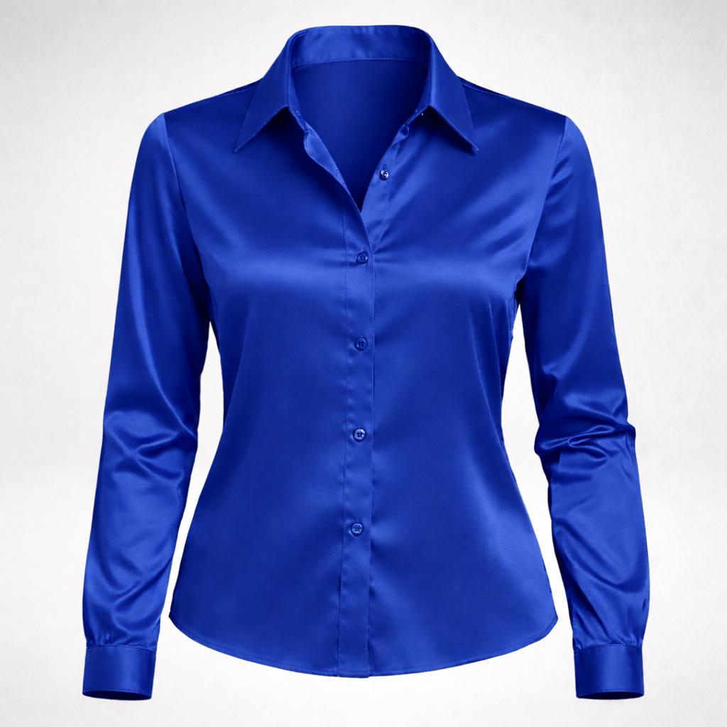 Women's Long Sleeve Button Front Shirt with Collar