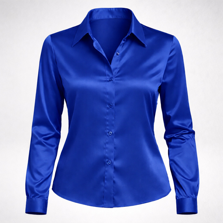 Women's Long Sleeve Button Front Shirt with Collar