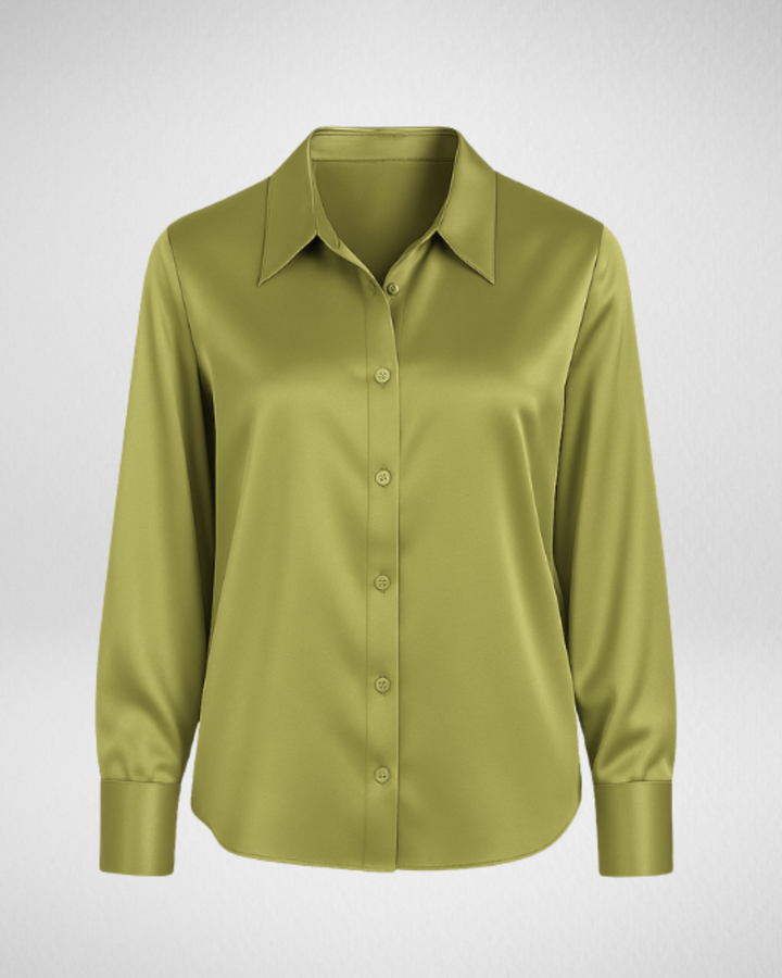 Women's Long Sleeve Button Shirt with Collar