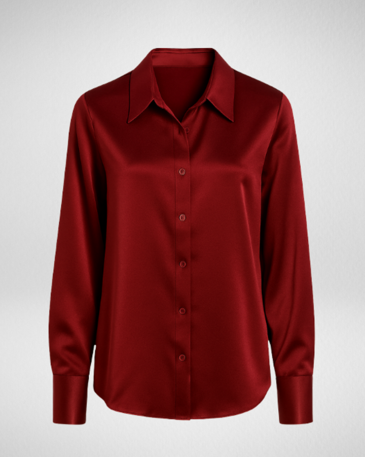 Women's Long Sleeve Button Shirt with Collar
