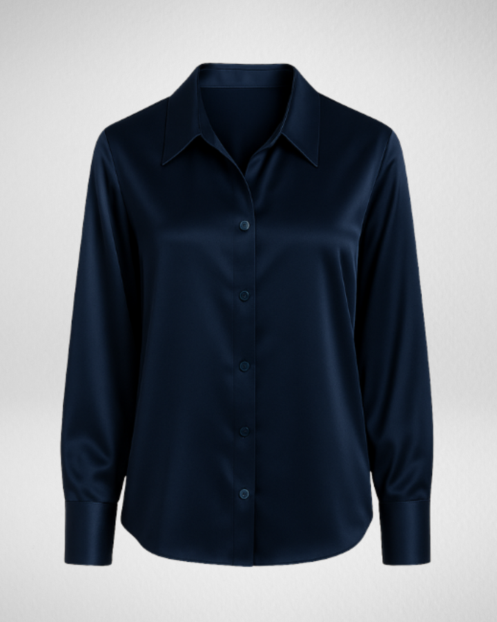 Women's Long Sleeve Button Shirt with Collar