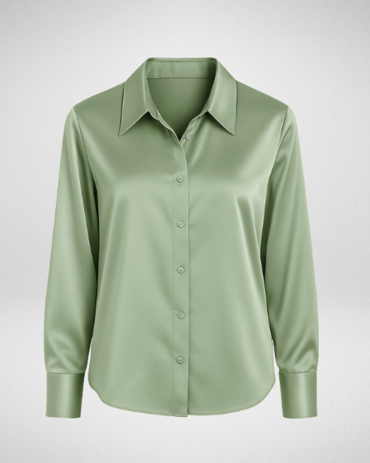 Women's Long Sleeve Button Shirt with Collar