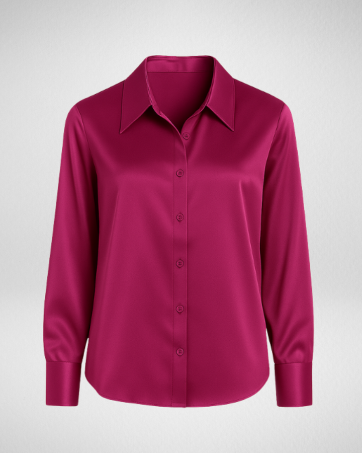Women's Long Sleeve Button Shirt with Collar