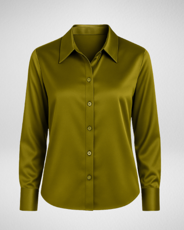 Women's Long Sleeve Button Shirt with Collar