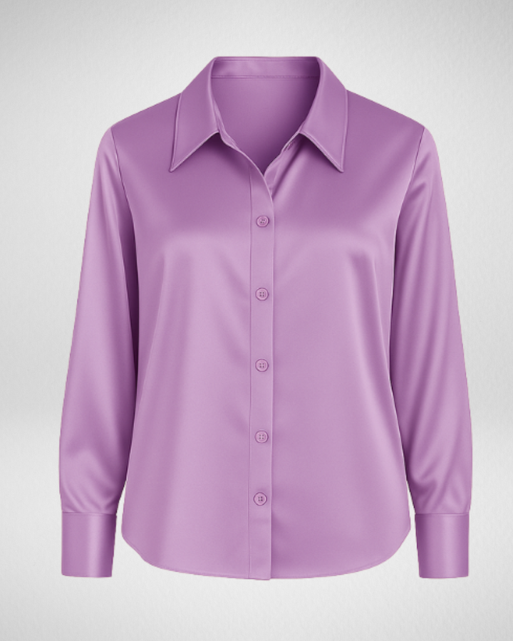 Women's Long Sleeve Button Shirt with Collar