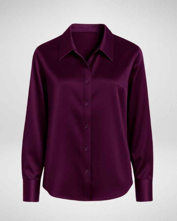 Women's Long Sleeve Button Shirt with Collar
