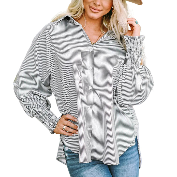 Women's Long Sleeve Button Up Shirt with Stripe Pattern