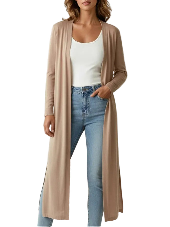 Women's Longline Cardigan with Open Front