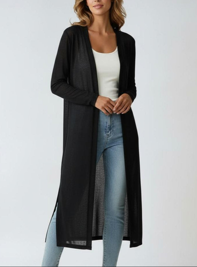 Women's Longline Cardigan with Open Front