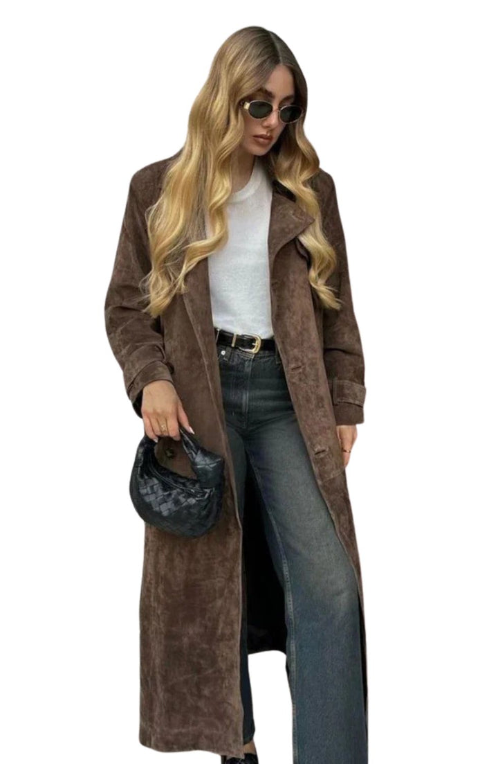 Women’s Longline Suede Trench Coat