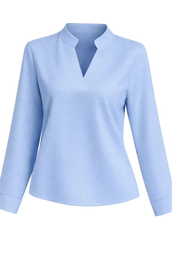 Women's Loose Long Sleeve Blouse with V Neckline