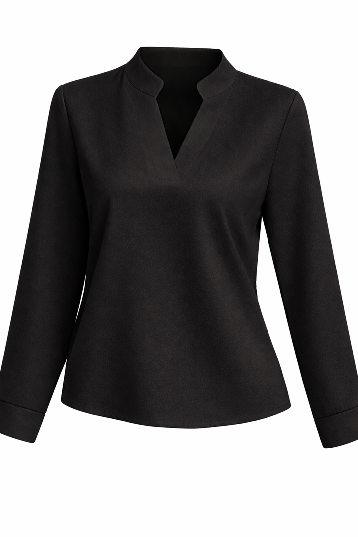 Women's Loose Long Sleeve Blouse with V Neckline