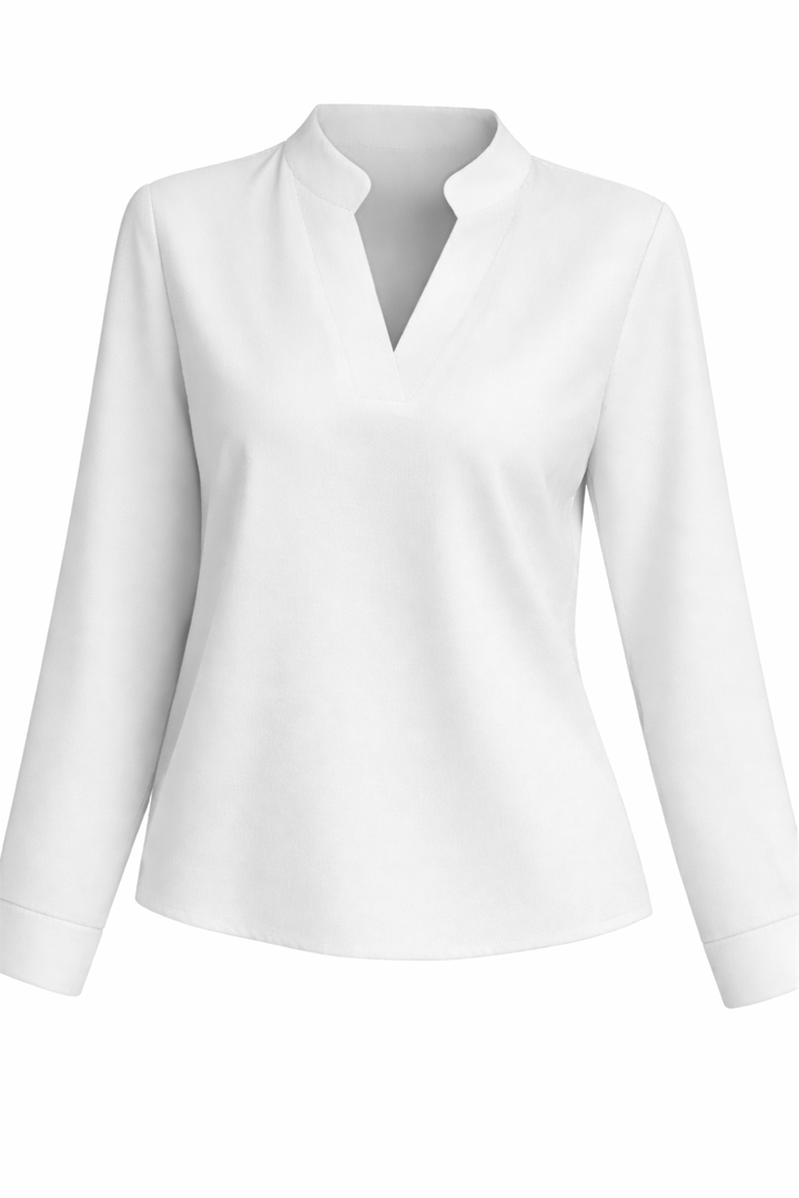 Women's Loose Long Sleeve Blouse with V Neckline