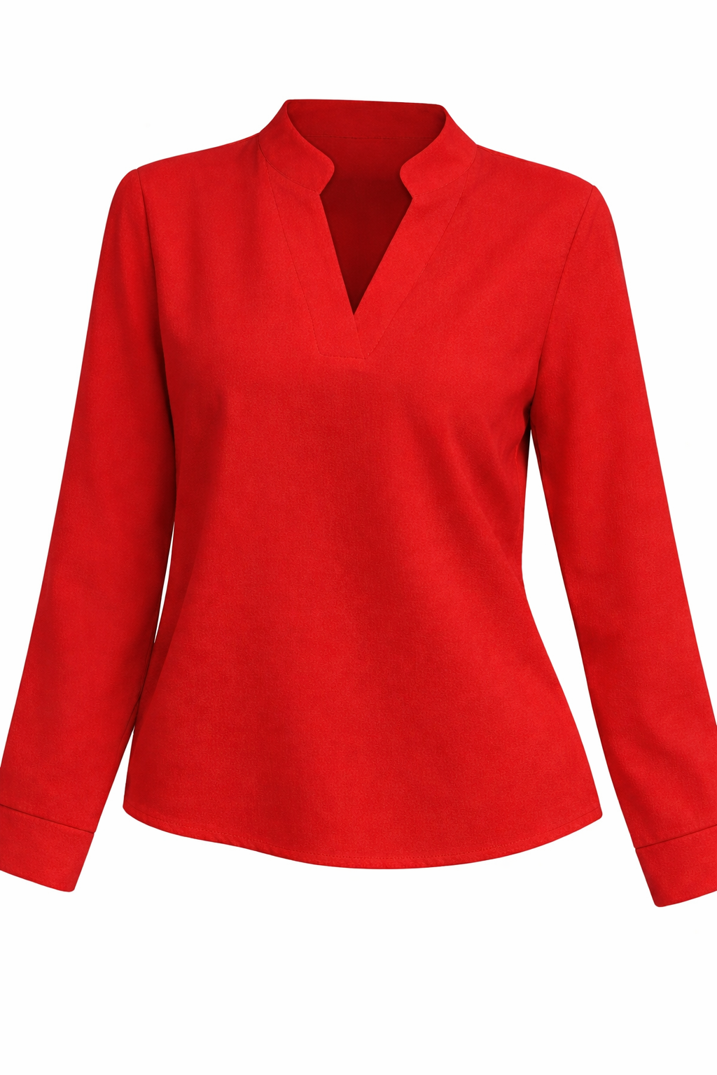 Women's Loose Long Sleeve Blouse with V Neckline