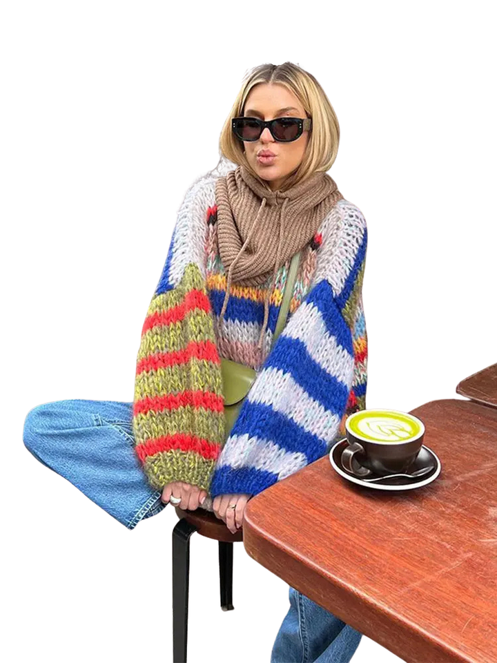 Women's Loose Patterned Knitted Sweater