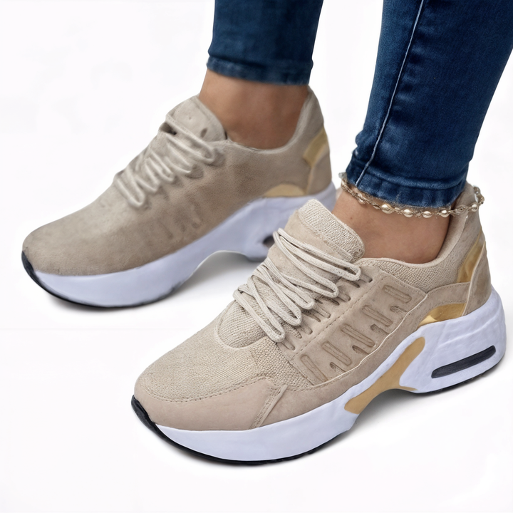 Women's Low Top Lace Up Trainers with Thick Sole