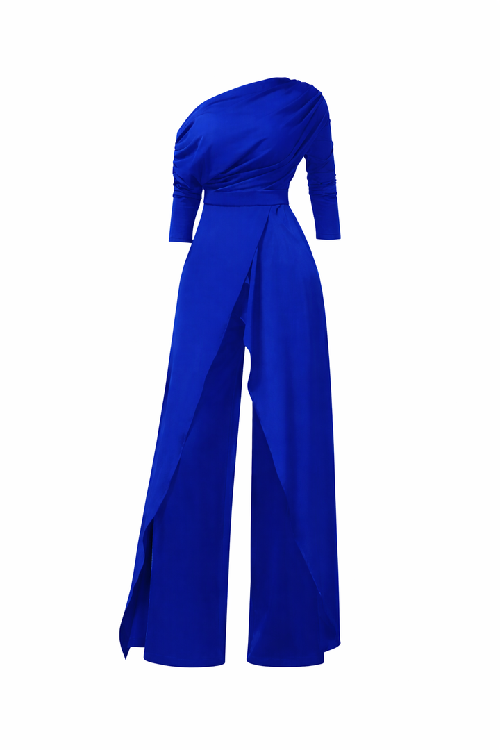 Women's One Shoulder Long Sleeve Wide Leg Jumpsuit