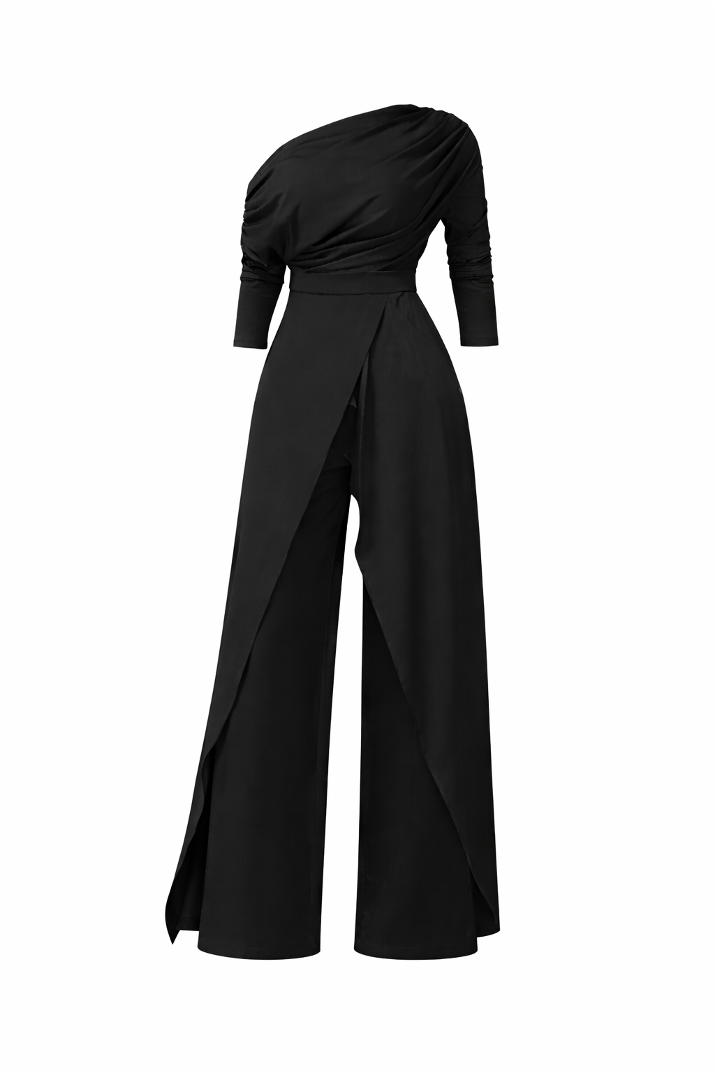 Women's One Shoulder Long Sleeve Wide Leg Jumpsuit