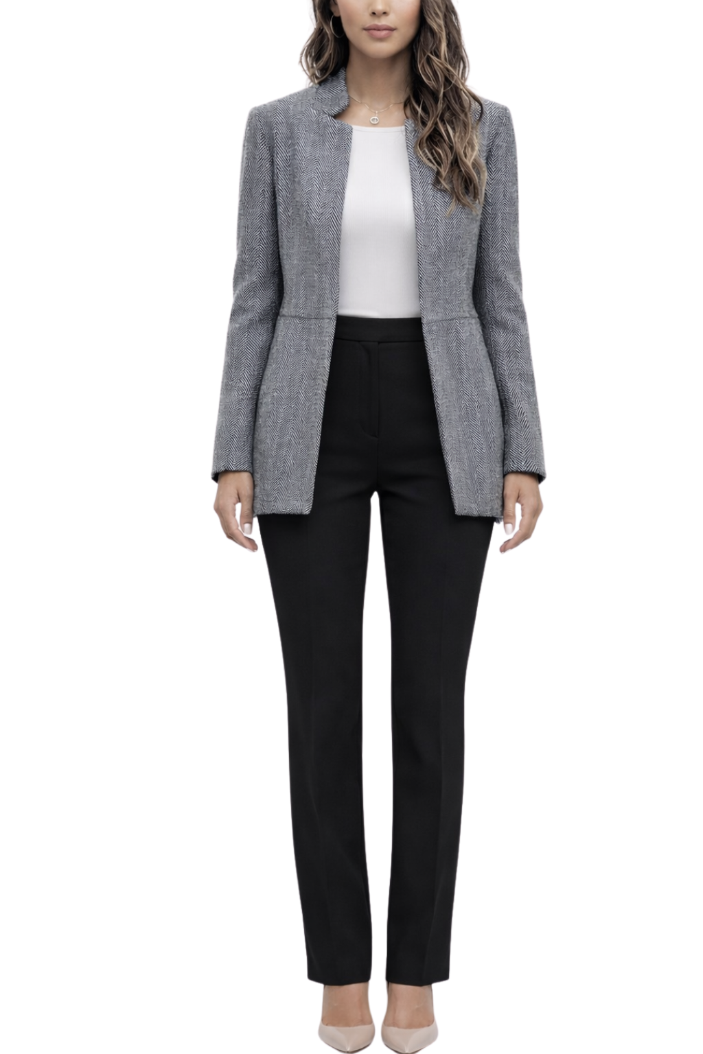 Women's Open Front Patterned Blazer