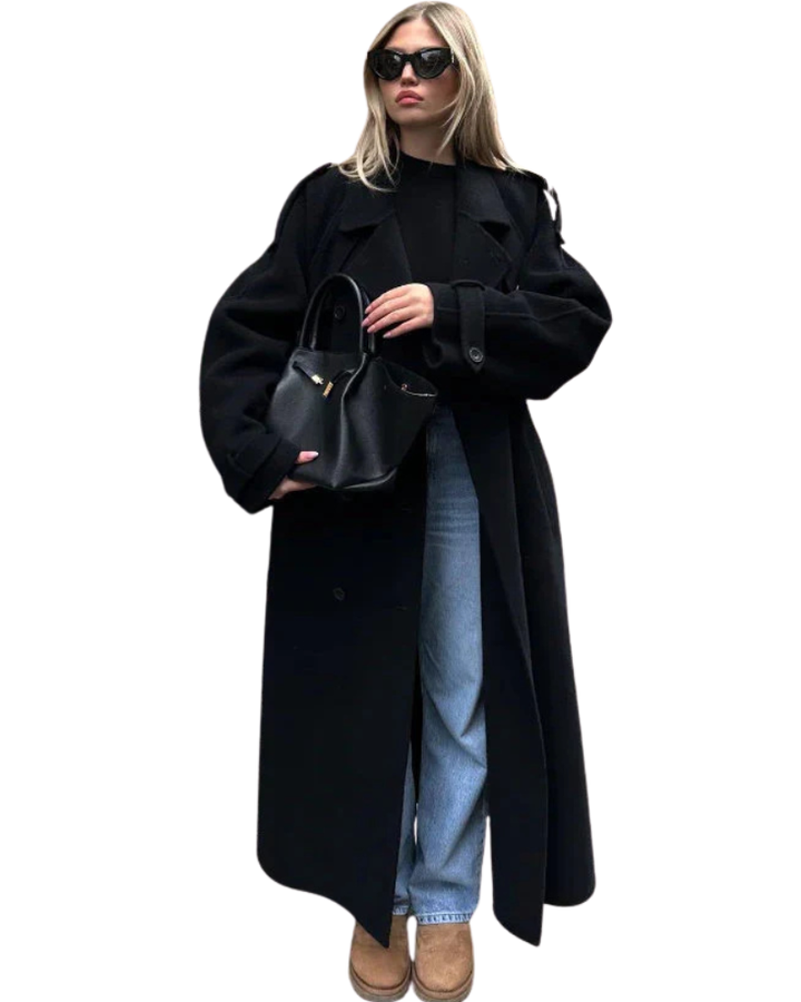 Women’s Oversized Longline Coat with Minimalist Button-Up Design