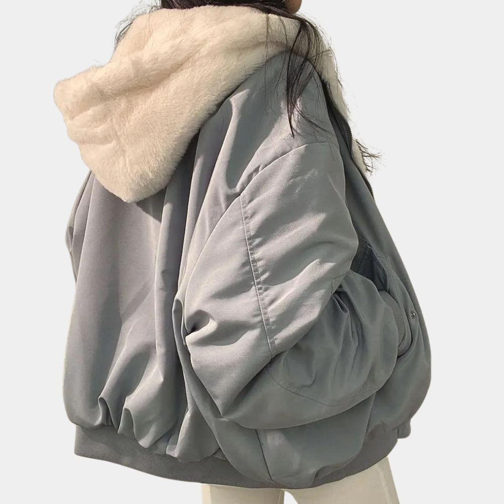 Women's Oversized Padded Zip Jacket with Inner Lining
